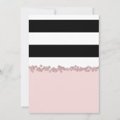 赤面ピンク白黒バラ金ゴールドブライダルシャワー 招待状 (裏面)