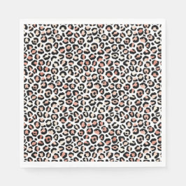 赤面ピンク白黒ヒョウ柄 スタンダードランチョンナプキン
