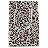 赤面ピンク白黒レオパードプリント               ミディアムペーパーバッグ (正面)