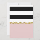 赤面ピンク白黒&金ゴールドグラムスウィート16パーティー 招待状 (裏面)