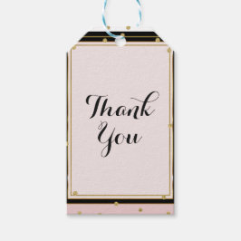 赤面ピンク白黒&金ゴールドグラムブライダルシャワー ギフトタグ