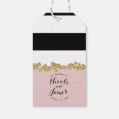 赤面ピンク白黒&金ゴールドグラムブライダルシャワー ギフトタグ (裏面)