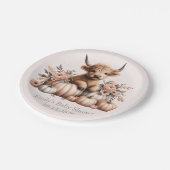 赤面ピンク秋ハイランドカウベビーシャワープレート ペーパープレート (アングル)