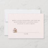 赤面ピンク秋パンプキンおむつラッフル サンキューカード (裏面)