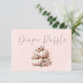 赤面ピンク秋パンプキンおむつラッフル サンキューカード (スタンド正面)