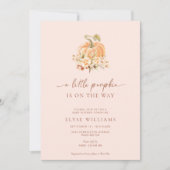 赤面ピンク秋小さなかぼちゃの赤ちゃんシャワー 招待状 (正面)