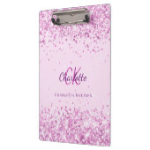 赤面ピンク紙吹雪モノグラム名 クリップボード (左)