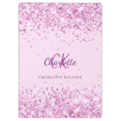 赤面ピンク紙吹雪モノグラム名 クリップボード (裏面)