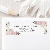 赤面ピンク素朴フローラ結婚差出人住所 ラベル (インサイチュ)