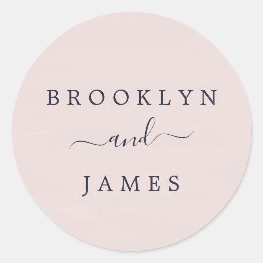 赤面ピンク結婚と海軍の封筒用シール ラウンドシール (正面)