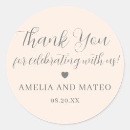 赤面ピンク結婚の書道に感謝 ラウンドシール