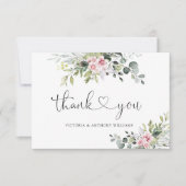 赤面ピンク結婚の緑の儀式 サンキューカード (正面)