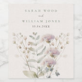 赤面ピンク結婚の花 ワインラベル (シングルラベル)