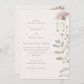 赤面ピンク結婚の花 招待状 (正面/裏面)