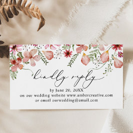 赤面ピンク結婚のWebサイトRSVPエンクロージャカード 名刺