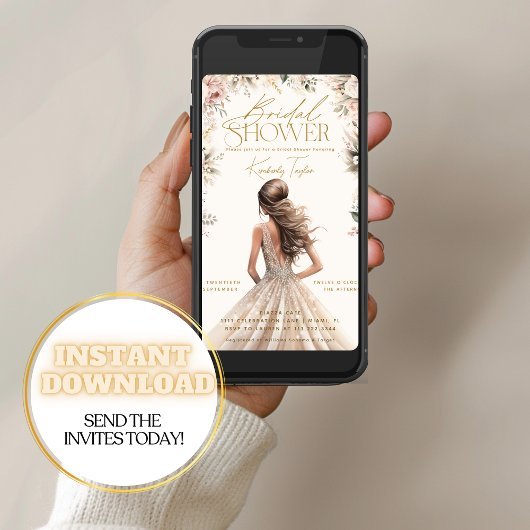 赤面ピンク結婚ズガウンドレスフローラブライダルシャワー 招待状