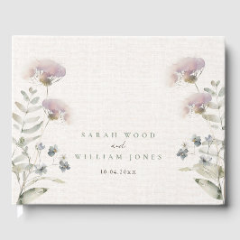 赤面ピンク結婚フラワーズゲストブック ゲストブック