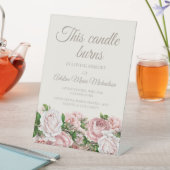 赤面ピンク結婚フローラのロウソクが燃える 台座サイン (インサイチュ)