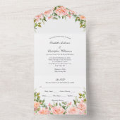 赤面ピンク結婚フローラの全てを一つの招待状 オールインワン招待状 (内側)