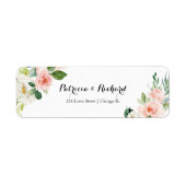 赤面ピンク結婚フローラ差出人住所ラベル ラベル (正面)