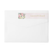 赤面ピンク結婚フローラ差出人住所 ラップアラウンドラベル (裏面)