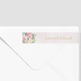 赤面ピンク結婚フローラ差出人住所 ラップアラウンドラベル