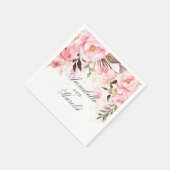 赤面ピンク結婚フローラ スタンダードカクテルナプキン (角)
