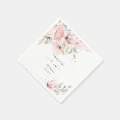 赤面ピンク結婚フローラ スタンダードカクテルナプキン (角)