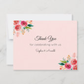 赤面ピンク結婚レッドのフローラありがとうノートカード ノートカード (正面)