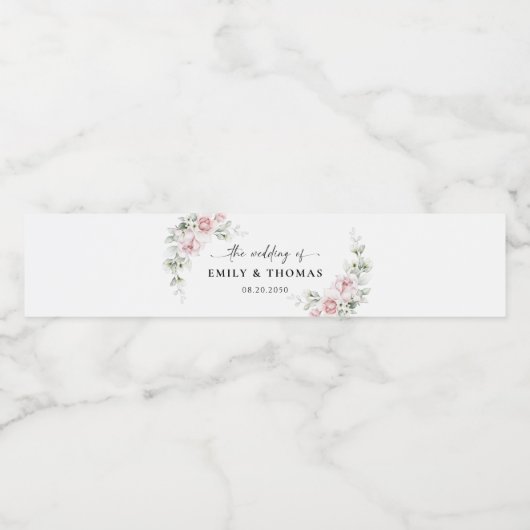 赤面ピンク結婚ローズのウォーターボトルラベル ペットボトルラベル (シングルラベル)