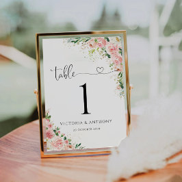 赤面ピンク結婚ローズのテーブル番号 テーブルナンバー