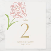 赤面ピンク結婚ローズのテーブル番号 ワインラベル (シングルラベル)