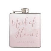 赤面ピンク結婚ローズメイド・オブ・オーナー(花嫁付き添い人) フラスク (正面)
