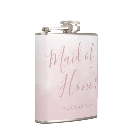 赤面ピンク結婚ローズメイド・オブ・オーナー(花嫁付き添い人) フラスク (右)