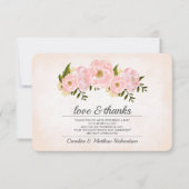赤面ピンク結婚牡丹の感謝フォトカード サンキューカード (正面)