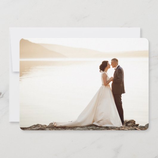 赤面ピンク結婚牡丹の感謝フォトカード サンキューカード (裏面)