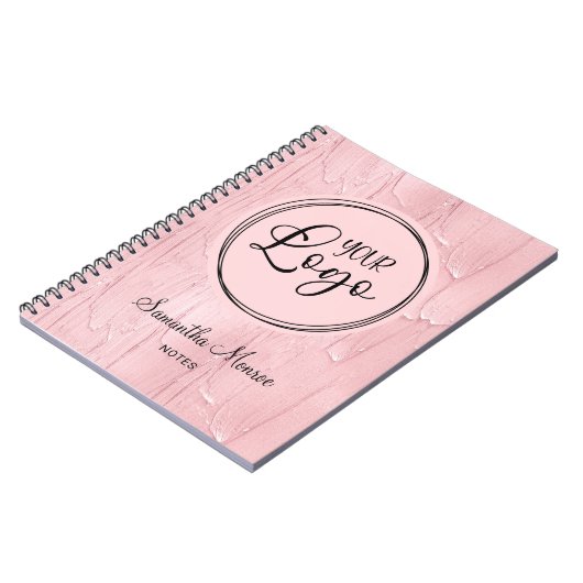 赤面ピンク絵を描ルック・ビジネス・ロゴ会議 ノートブック (左側)