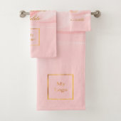 赤面ピンク絹美しいサロン文字ビジネスロゴ バスタオルセット (インサイチュ)