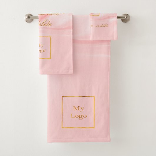赤面ピンク絹美しいサロン文字ビジネスロゴ バスタオルセット (インサイチュ)