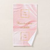 赤面ピンク絹美しいサロン文字ビジネスロゴ バスタオルセット (ハンドタオル)