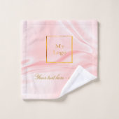 赤面ピンク絹美しいサロン文字ビジネスロゴ バスタオルセット (ウォッシュタオル)