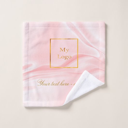 赤面ピンク絹美しいサロン文字ビジネスロゴ バスタオルセット (ウォッシュタオル)