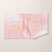 赤面ピンク絹美しいサロン文字ビジネスロゴ バスタオルセット (ハンドタオル)