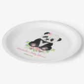 赤面ピンク緑かわいいクマの女の子ベビーシャワー ペーパープレート (アングル)