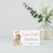 赤面ピンク緑のバニーベビーおむつラッフルカード エンクロージャーカード (スタンド正面)