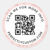 赤面ピンク縁ど大理石QRコード及び文字 ラウンドシール (正面)