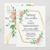 赤面ピンク縁ど結婚ズ 招待状 (正面/裏面)