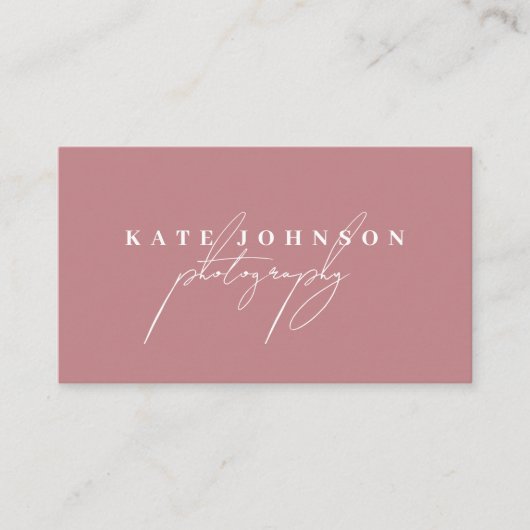 赤面ピンク署名スクリプトQRコードソーシャルメディア 名刺 (正面)