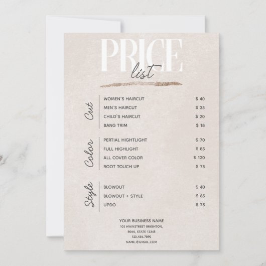 赤面ピンク美しいサロン価格リストラックカード 招待状 (正面)
