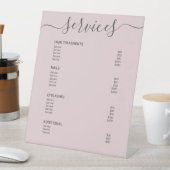 赤面ピンク美容師価格表サービスメニュー 台座サイン (インサイチュ)